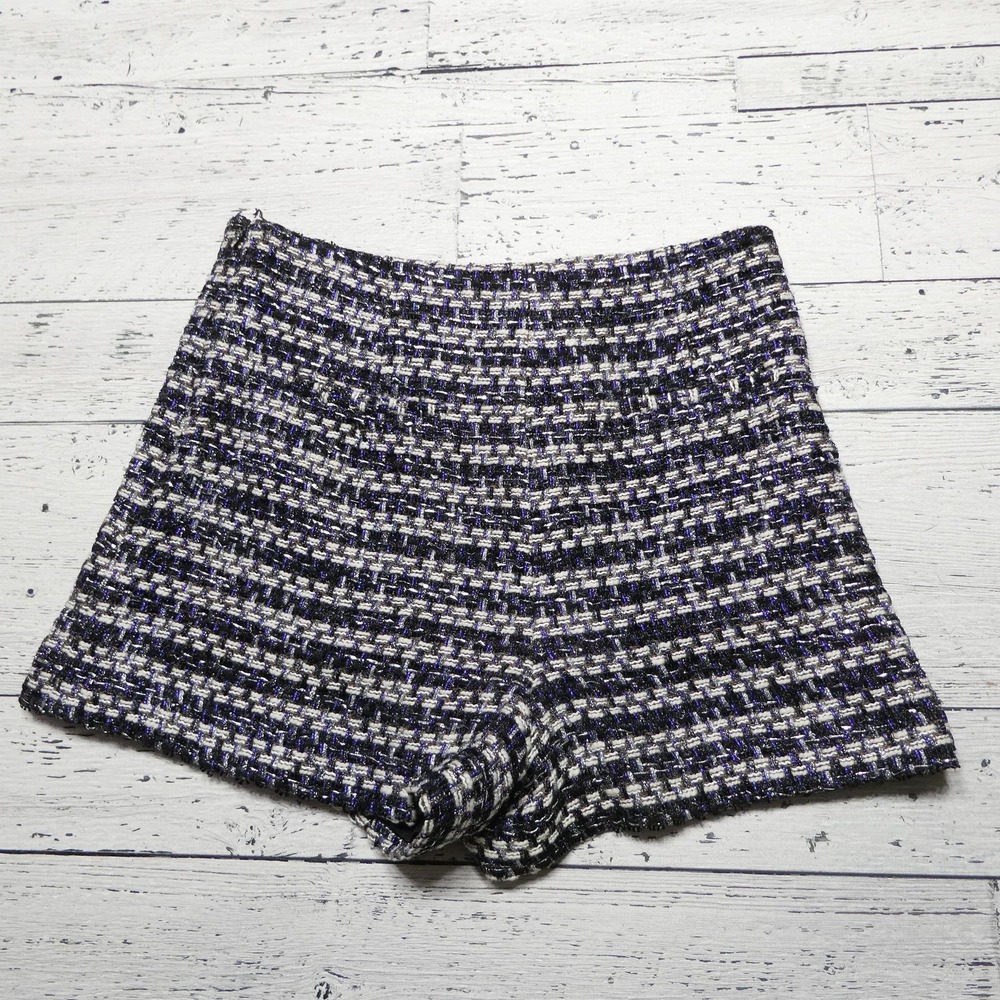 Ramy Brook Shorts Womens 14 Black Tweed Sailor Emerson Short Chain Detail - Picture 9 of 14